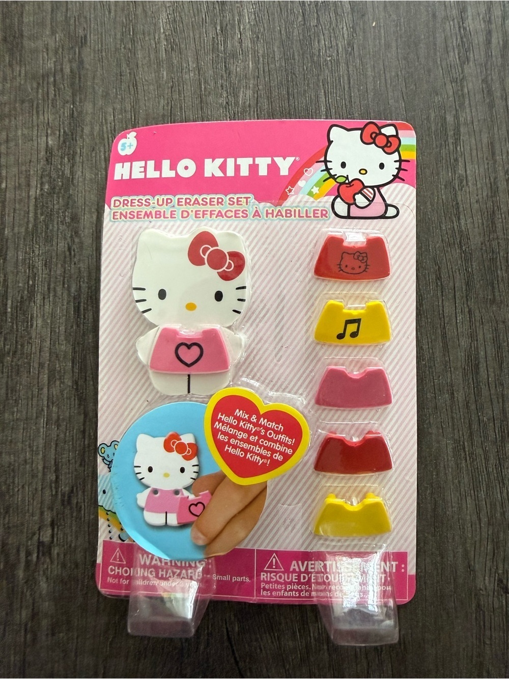 Brand New Hello Kitty 2012 Dress-Up Eraser Set - Pink, Red, Yellow, White